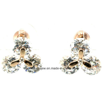 Gute Qualität und schönes Blumen-Kristallbolzen-Ohr für Frauen-Schmucksache-Weiß-Silber-925 Bolzen-Ohrringe E6307